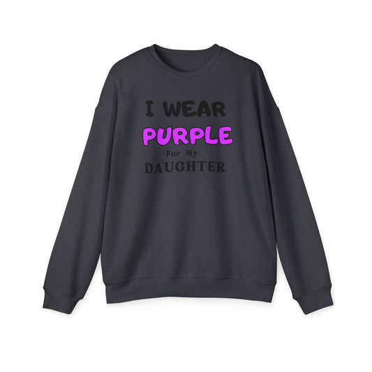 I Wear Purple Sweatshirt for My Daughter - Unisex Drop Shoulder Pullover