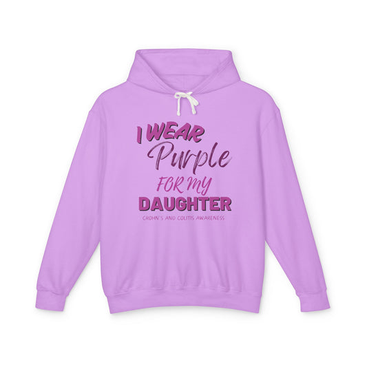 I Wear Purple for My Daughter Lightweight Hoodie - Crohn's & Colitis Awareness