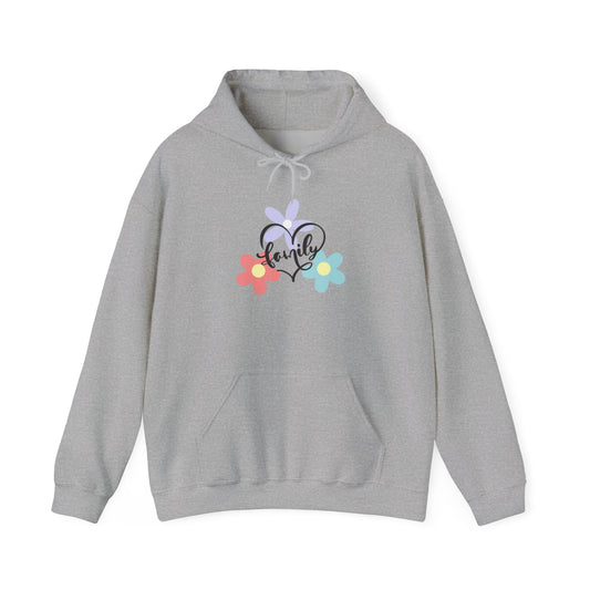 Family W/ Flowers Unisex Heavy Blend™ Hooded Sweatshirt