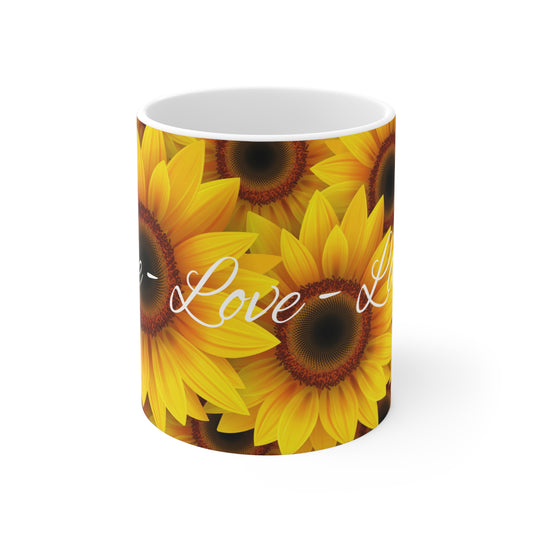 SunFlower White Ceramic Mug, 11oz